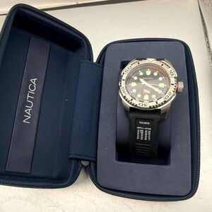 Nautica Black and Silver Dive Watch